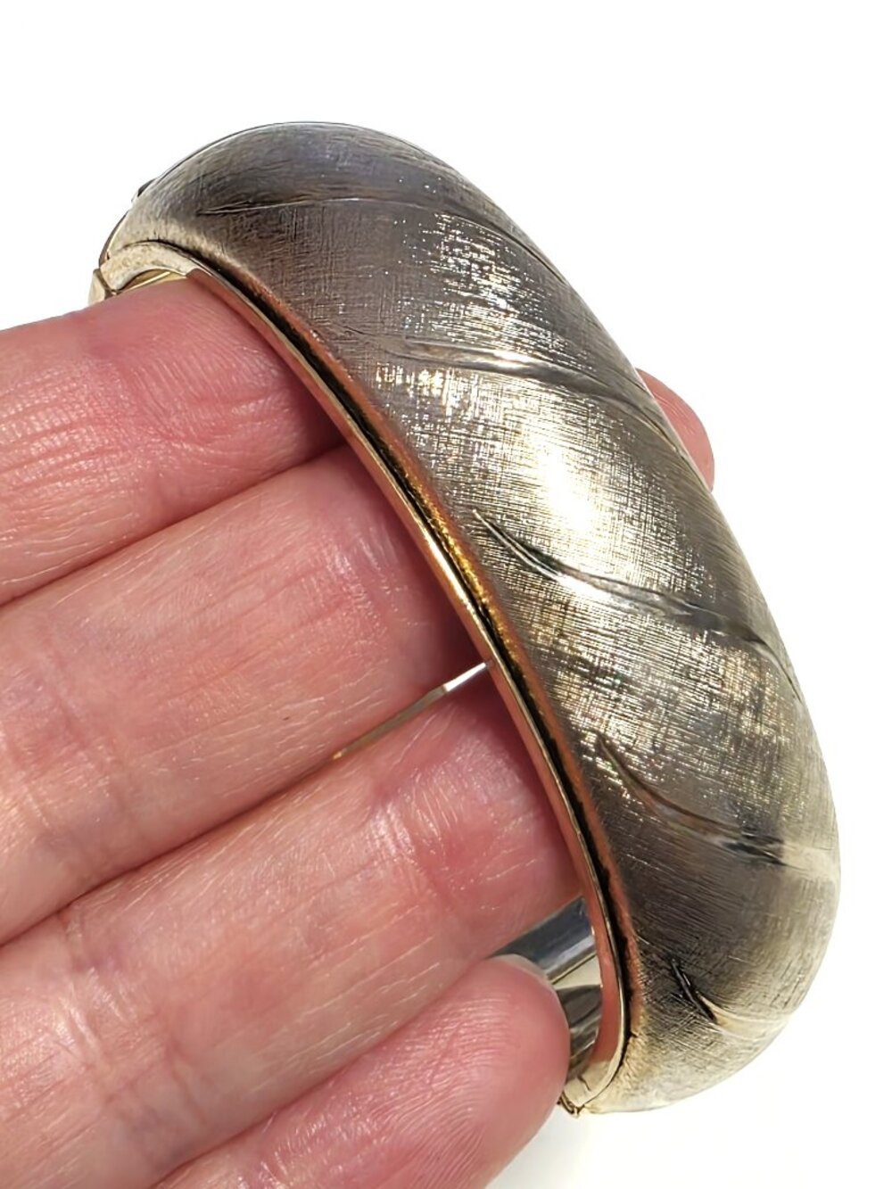Gold-tone hinged cuff bangle - Picture 2 of 7